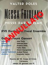 Annullato concerto Messe par furlan a Valvasone