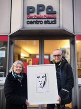 In foto la presidente del Centro studi Pier Paolo Pasolini Flavia Leonarduzzi e Antonio Zavagno figlio di Nane Zavagno