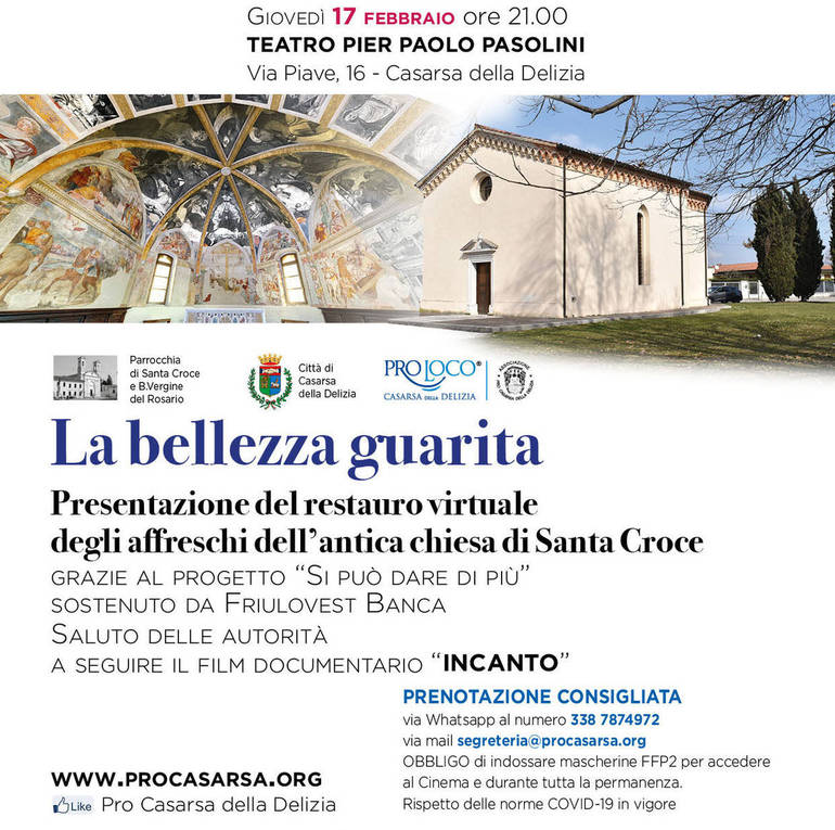 Al teatro Pasolini di Casarsa il17 febbraio alle 21: gli affreschi perduti della chiesa Santa Croce