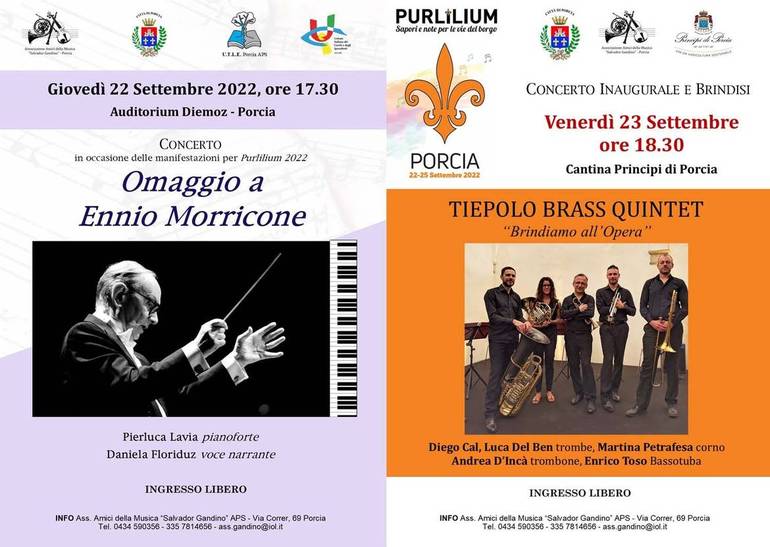 Due concerti a Porcia per Purlilium oggi e domani