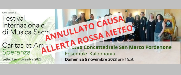 Annullato il concerto del 5 novembre in Duomo