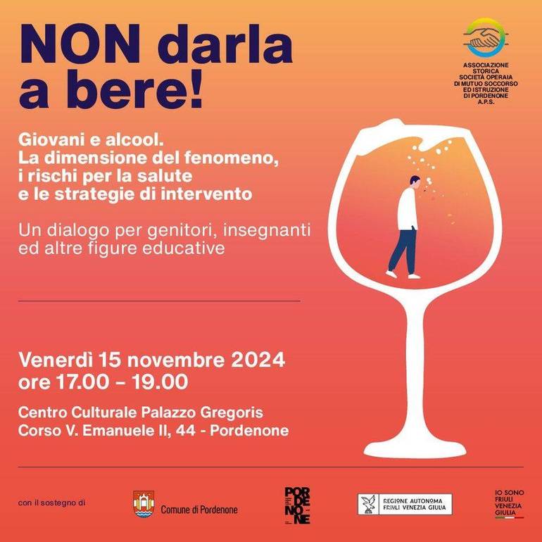 “Non darla a bere” il convegno su giovani e alcol