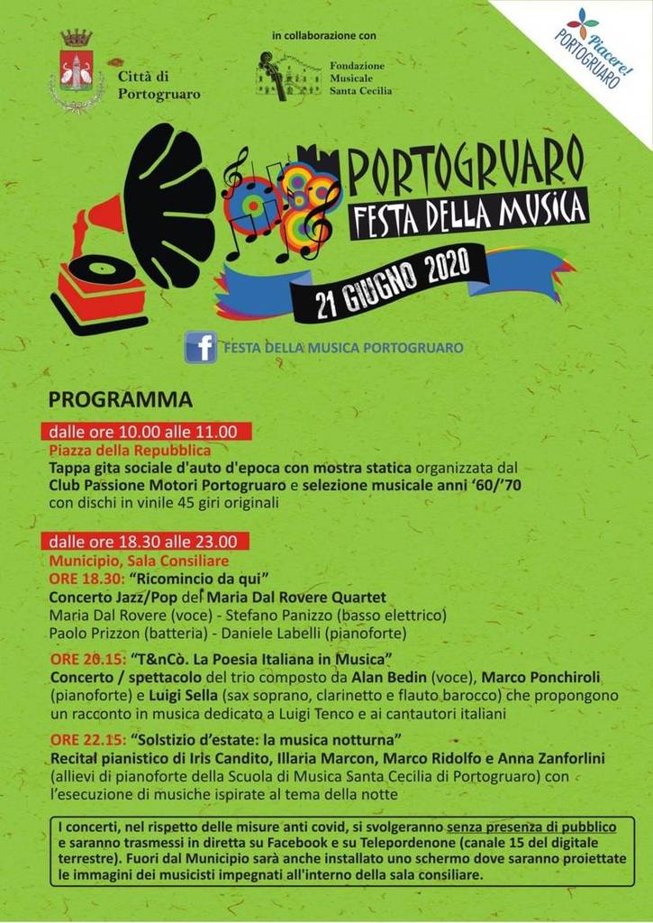 Domenica 21 giugno Festa della Musica di Portogruaro