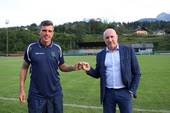  Mister Domizzi con il presidente Mauro Lovisa in occasione dell'amichevole di Tarvisio fra la Prima Squadra e la Primavera