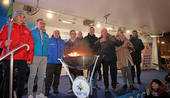 Pordenone: l'arrivo della fiamma , simbolo di pace e dei valori sportivi della XVI Edizione Sport invernali, su neve e ghiaccio, di EYOF2023 FVG